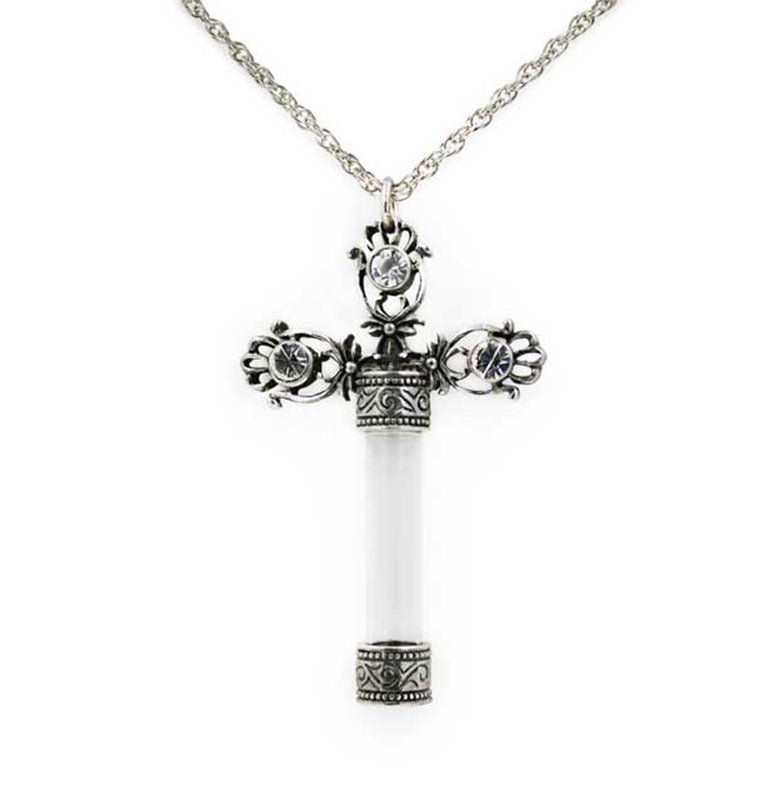 Jeweled Cross Perfume Necklace