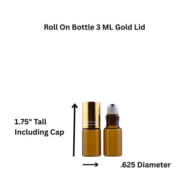 Amber Roll On Bottle 3 ML With Gold Lid