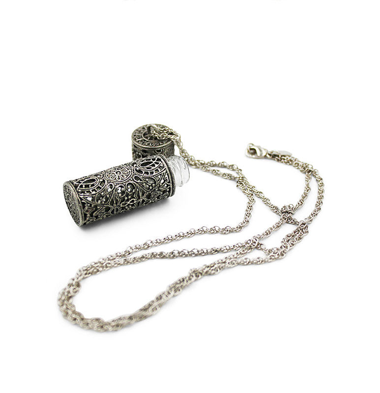 Faith Pewter Perfume Necklace