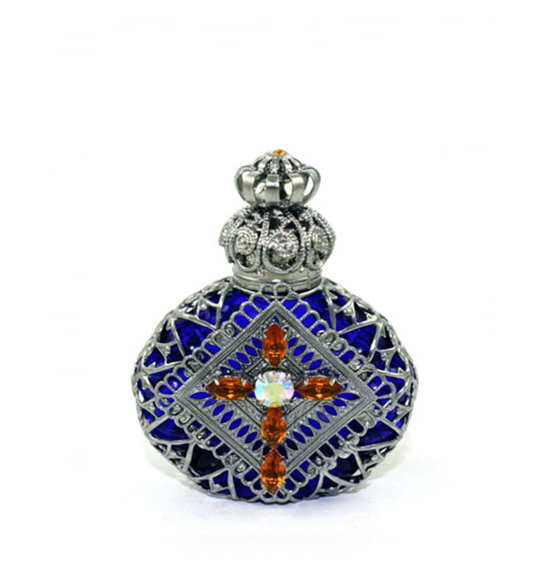 Silver Jeweled Cross Perfume Bottle